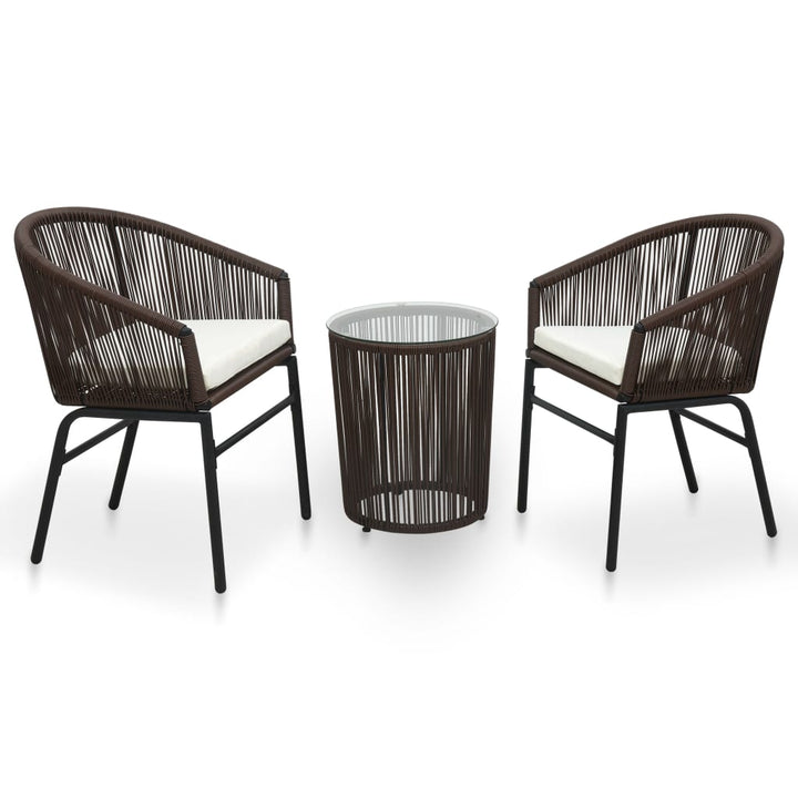 Set Mobilier De Bistro Cu Perne, 3 Piese, , Ratan Pe