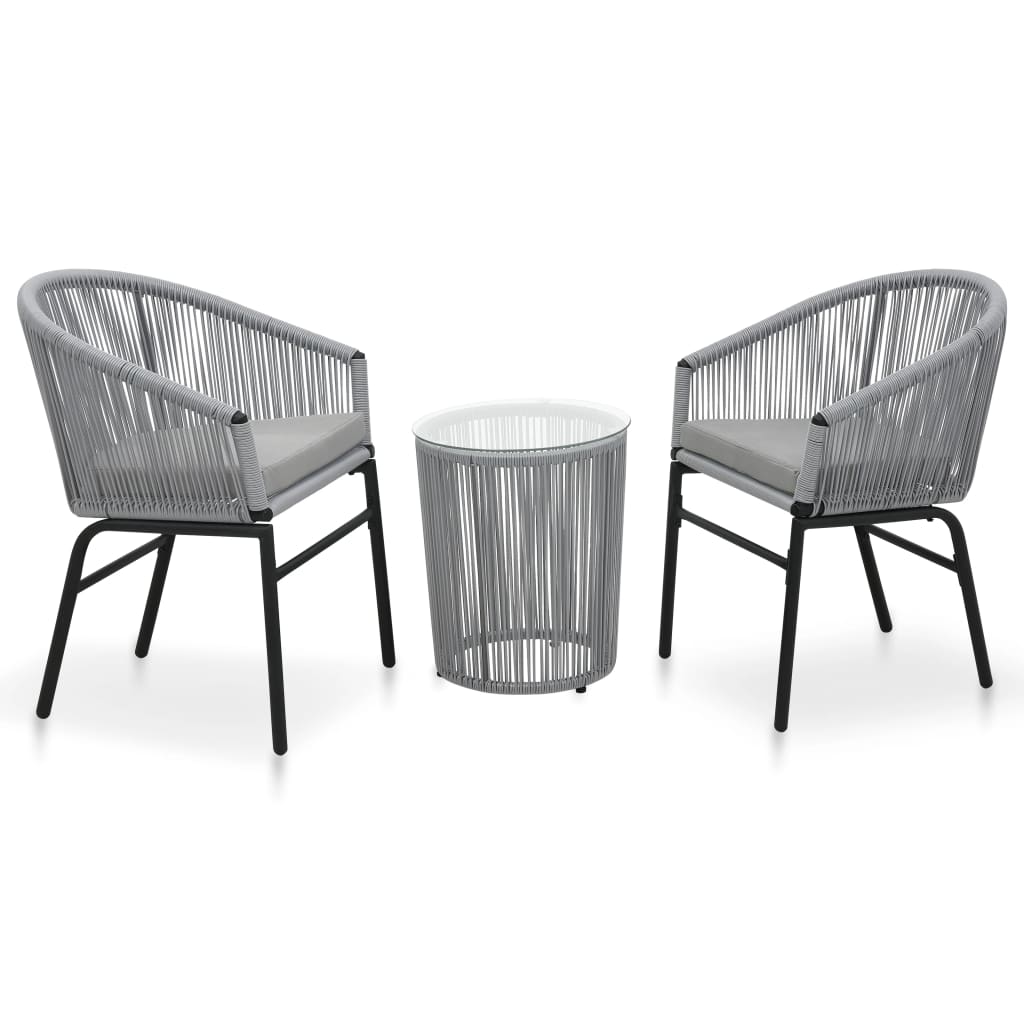 Set Mobilier De Bistro Cu Perne, 3 Piese, , Ratan Pe