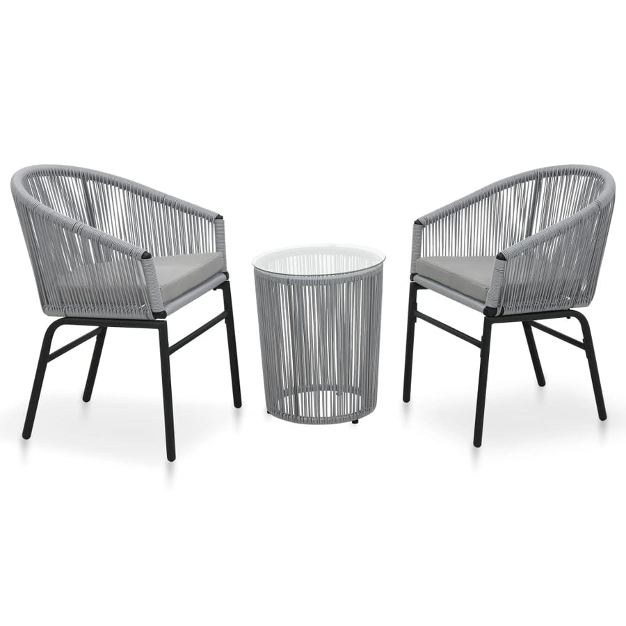 Set Mobilier De Bistro Cu Perne, 3 Piese, , Ratan Pe