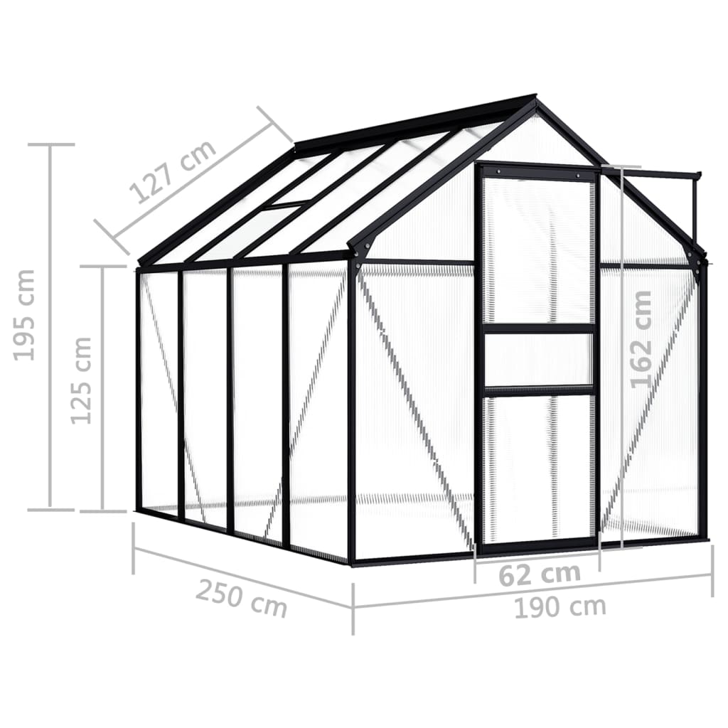 Seră, Antracit, 4,75 M², Aluminiu