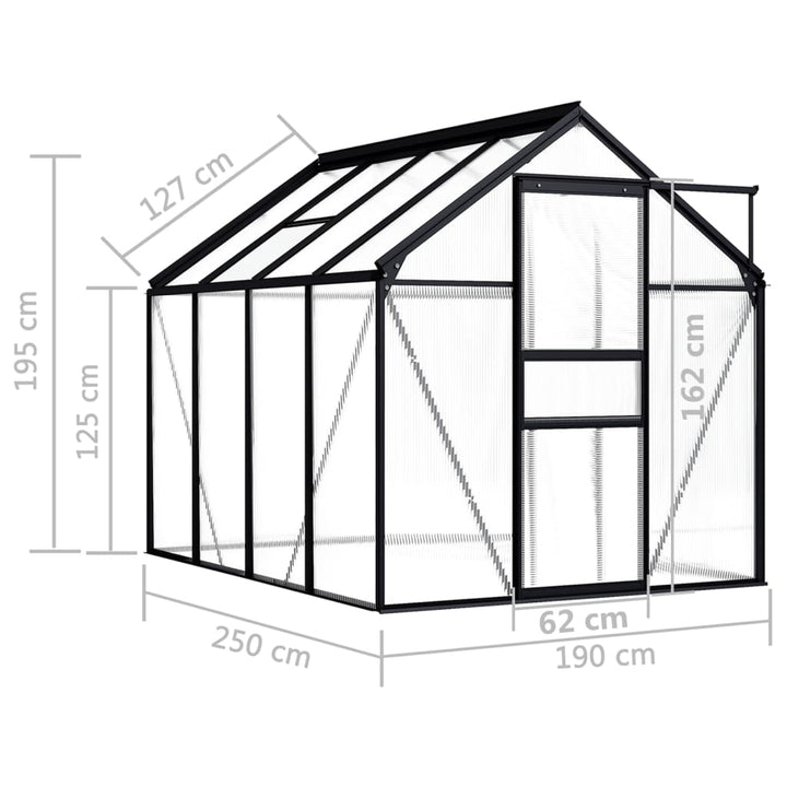 Seră, Antracit, 4,75 M², Aluminiu