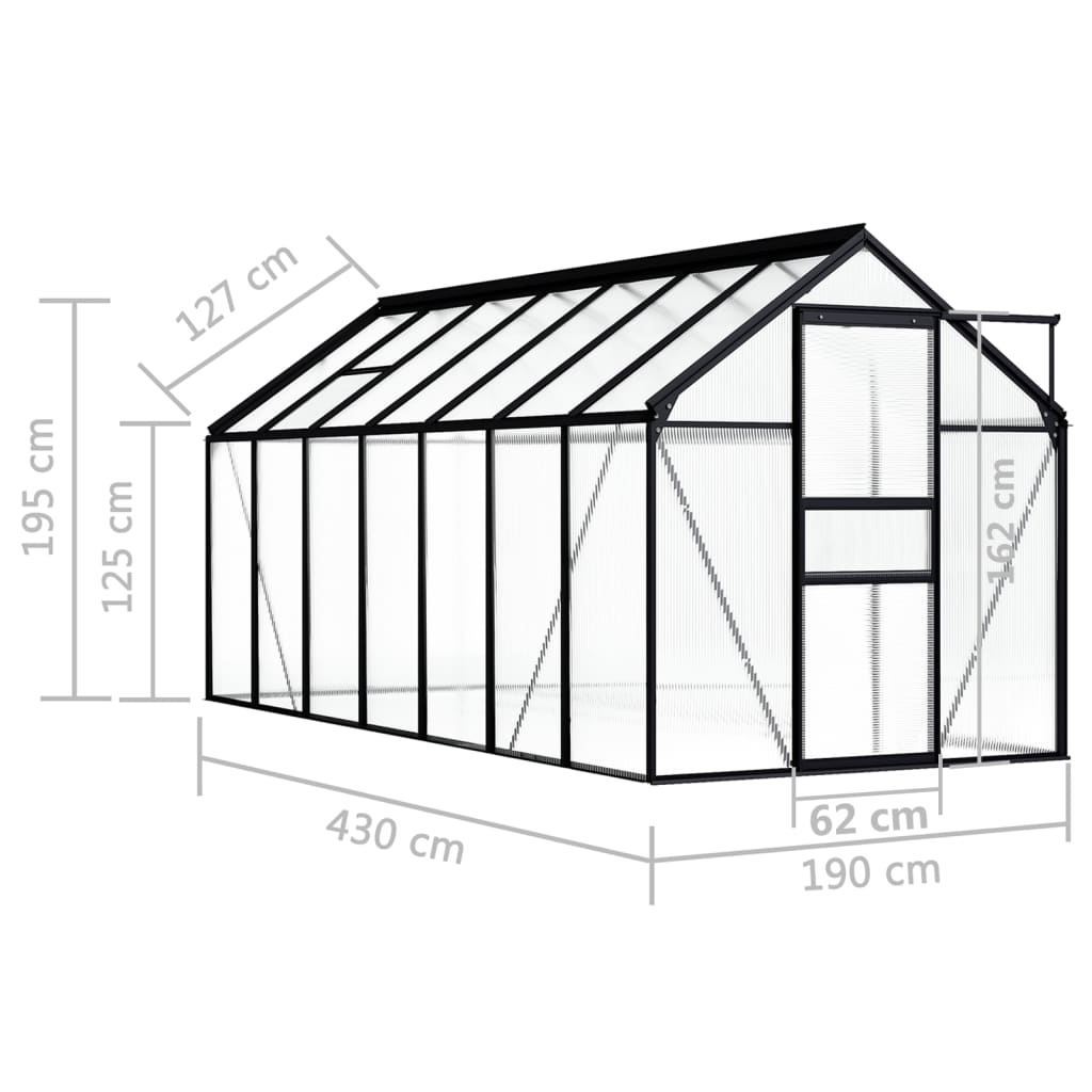 Seră, Antracit, 8,17 M², Aluminiu
