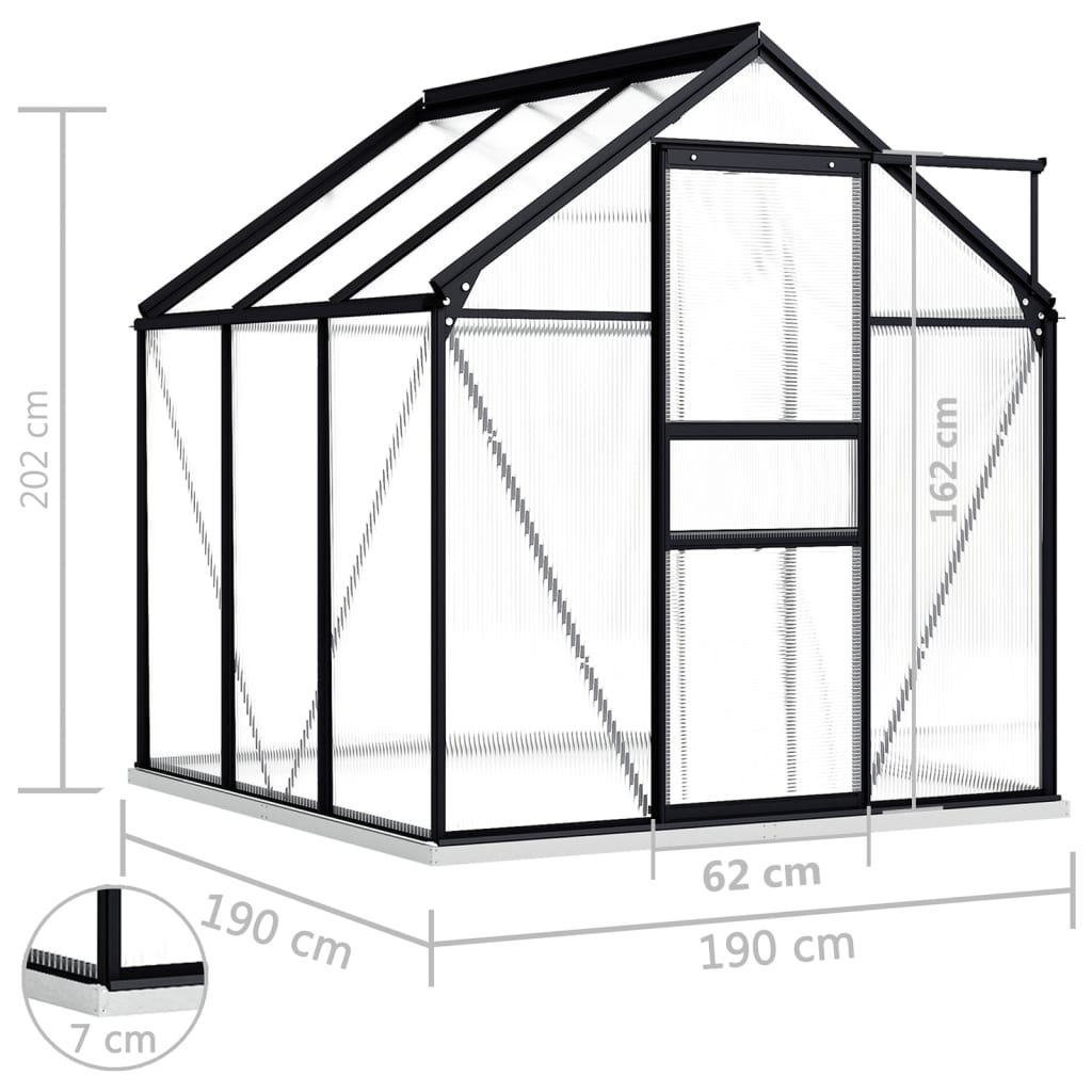 Seră Cu Cadru De Bază, Antracit, 3,61 M², Aluminiu
