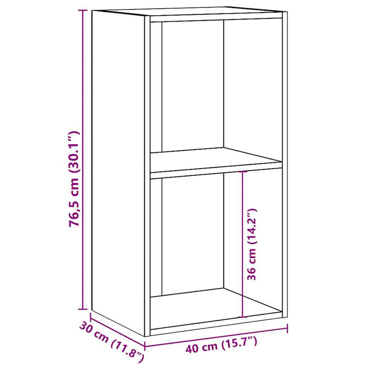 Bibliotecă, 2 Rafturi, Gri Beton, 40 X 30 X 76,5 Cm, Pal