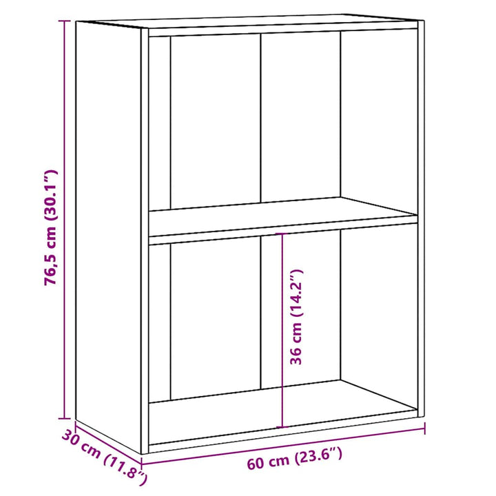 Bibliotecă Cu 2 Rafturi, Stejar Sonoma, 60 X 30 X 76,5 Cm, Pal
