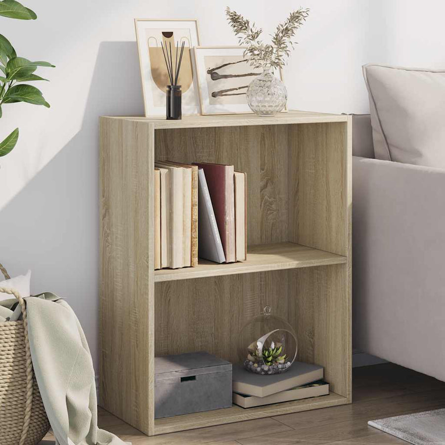 Bibliotecă Cu 2 Rafturi, Stejar Sonoma, 60 X 30 X 76,5 Cm, Pal