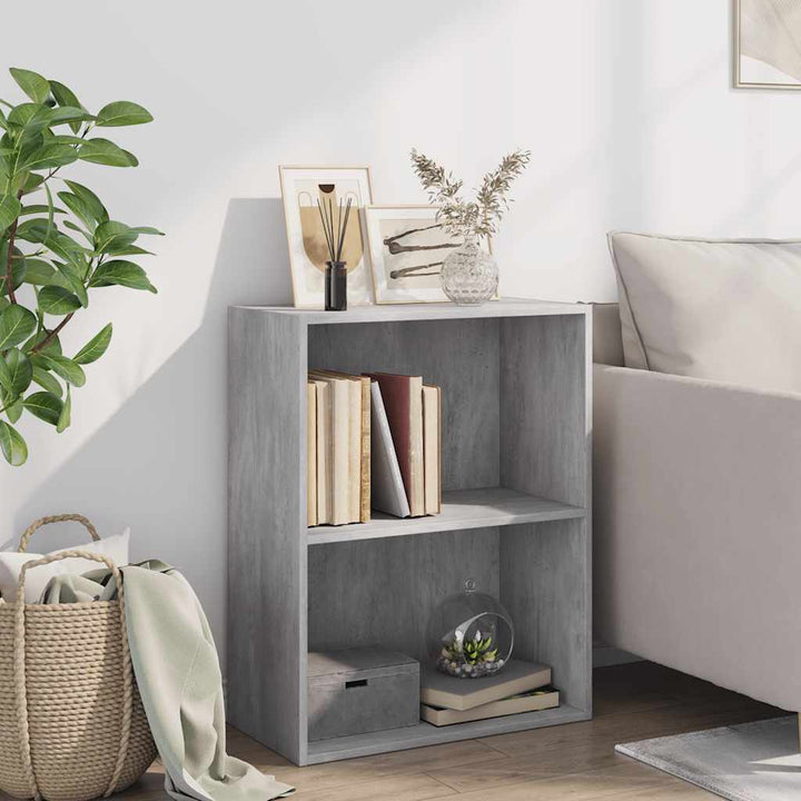 Bibliotecă Cu 2 Rafturi, Gri Beton, 60 X 30 X 76,5 Cm, Pal