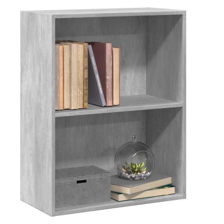 Bibliotecă Cu 2 Rafturi, Gri Beton, 60 X 30 X 76,5 Cm, Pal