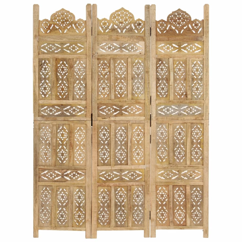 Paravan Cameră Sculptat Manual 3 Panouri 120X165 Cm Mango