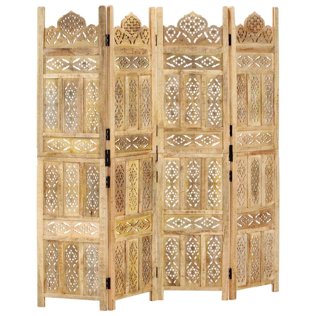 Paravan Cameră Sculptat Manual 3 Panouri 120X165 Cm Mango