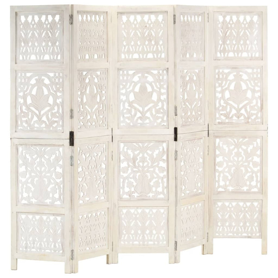 Paravan Cameră Sculptat Manual 5 Panouri 200X165 Cm Mango