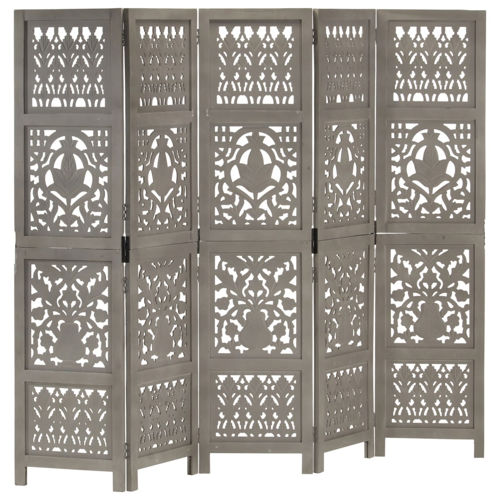 Paravan Cameră Sculptat Manual 5 Panouri 200X165 Cm Mango