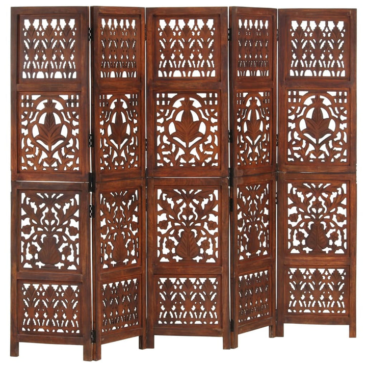 Paravan Cameră Sculptat Manual 5 Panouri 200X165 Cm Mango
