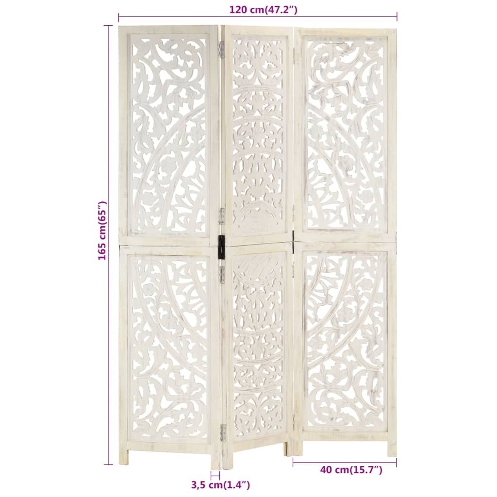 Paravan Cameră Sculptat Manual 3 Panouri 120X165 Cm Mango