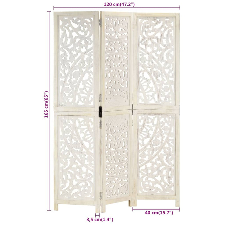 Paravan Cameră Sculptat Manual 3 Panouri 120X165 Cm Mango