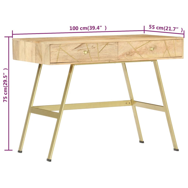 Birou De Scris Cu Sertare, 100 X 55 X 75 Cm, Lemn Masiv Mango