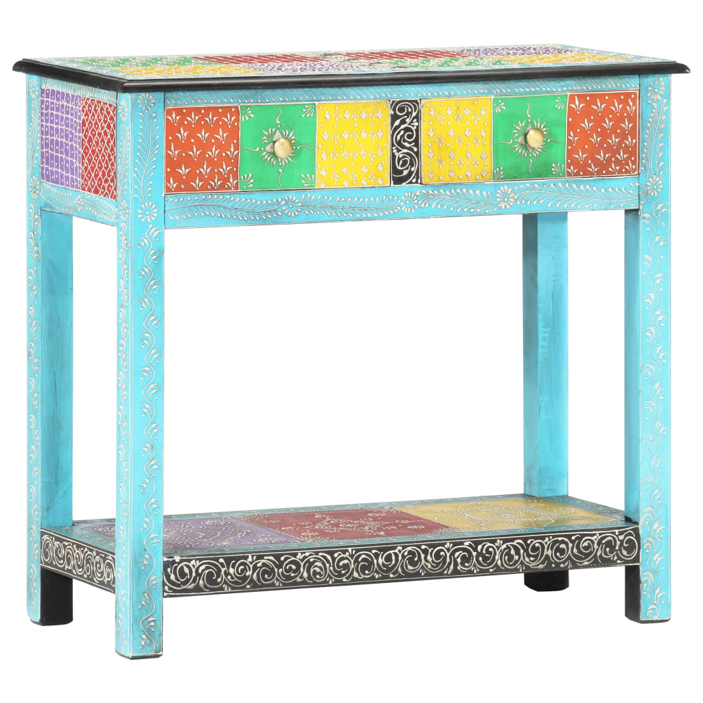Masă Consolă Pictată Manual, 80 X 35 X 75 Cm, Lemn Masiv Mango