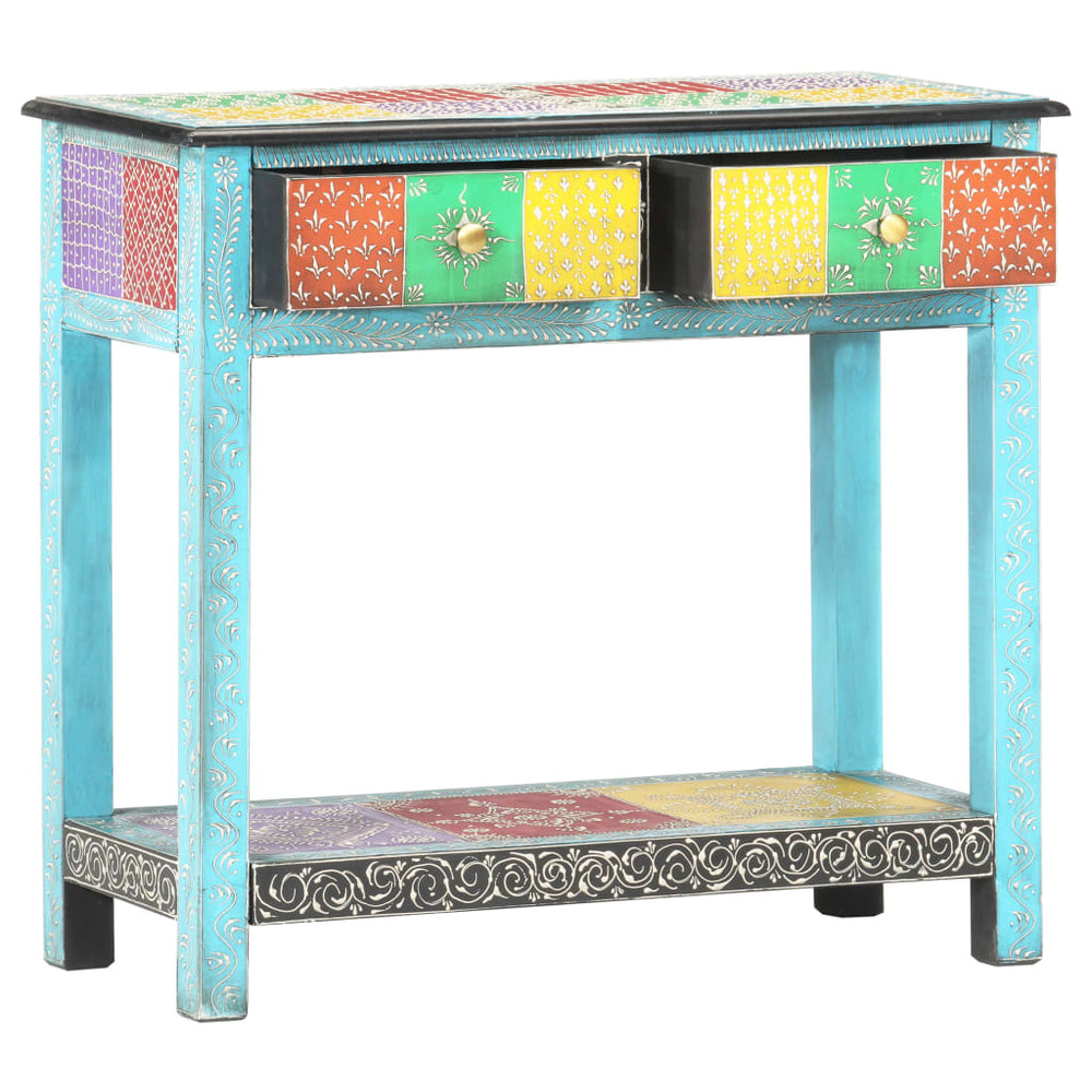 Masă Consolă Pictată Manual, 80 X 35 X 75 Cm, Lemn Masiv Mango