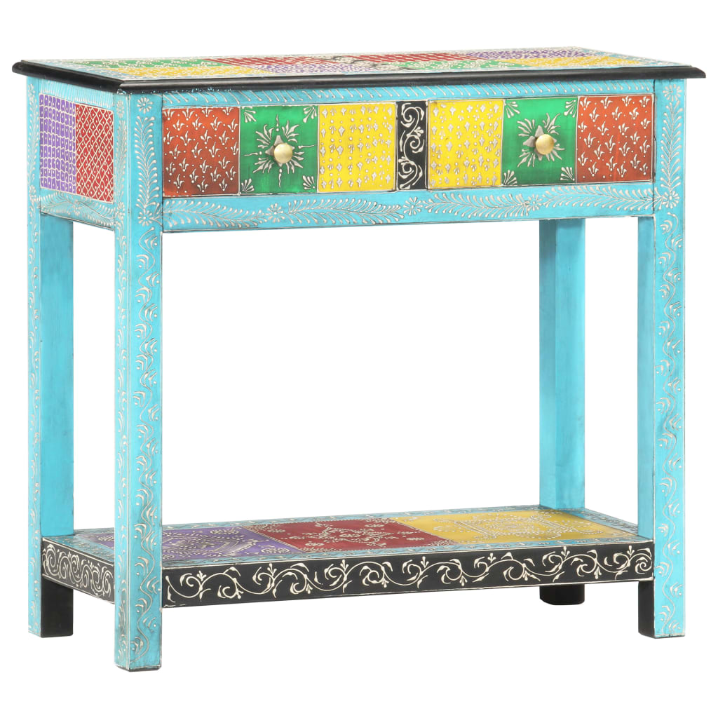 Masă Consolă Pictată Manual, 80 X 35 X 75 Cm, Lemn Masiv Mango