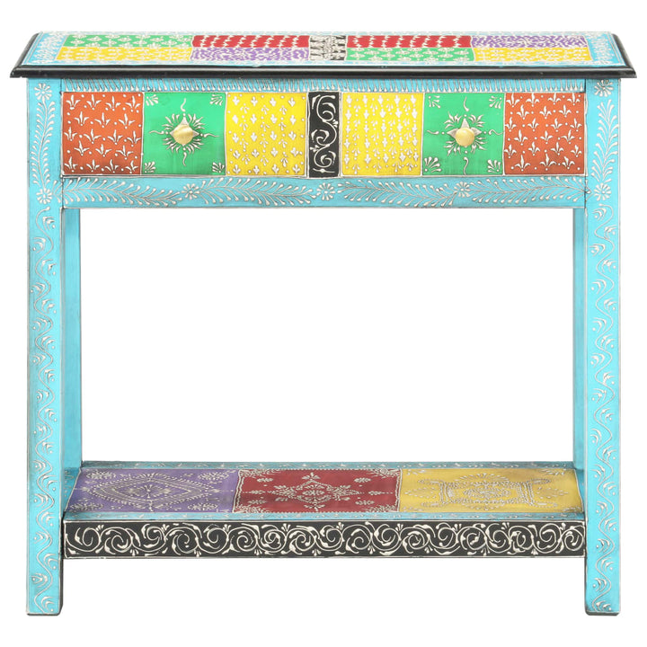 Masă Consolă Pictată Manual, 80 X 35 X 75 Cm, Lemn Masiv Mango