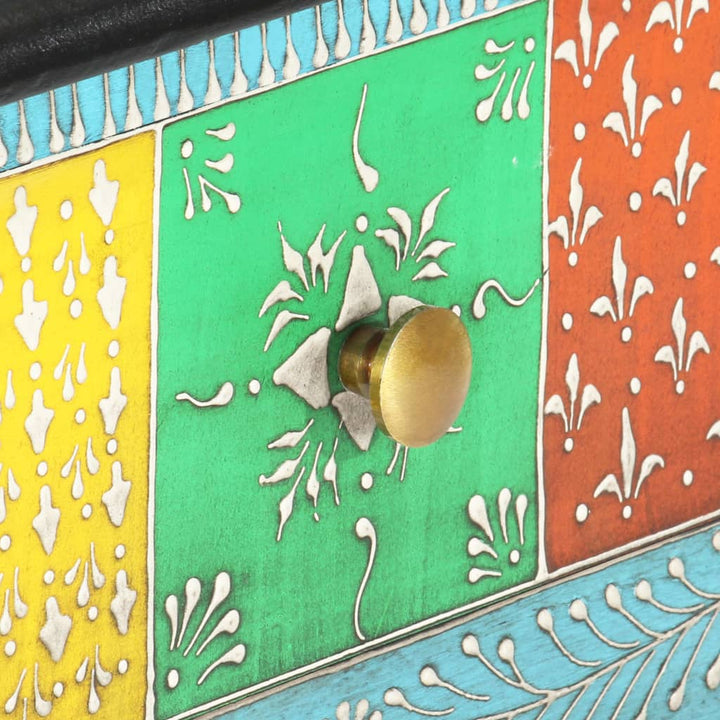 Masă Consolă Pictată Manual, 80 X 35 X 75 Cm, Lemn Masiv Mango