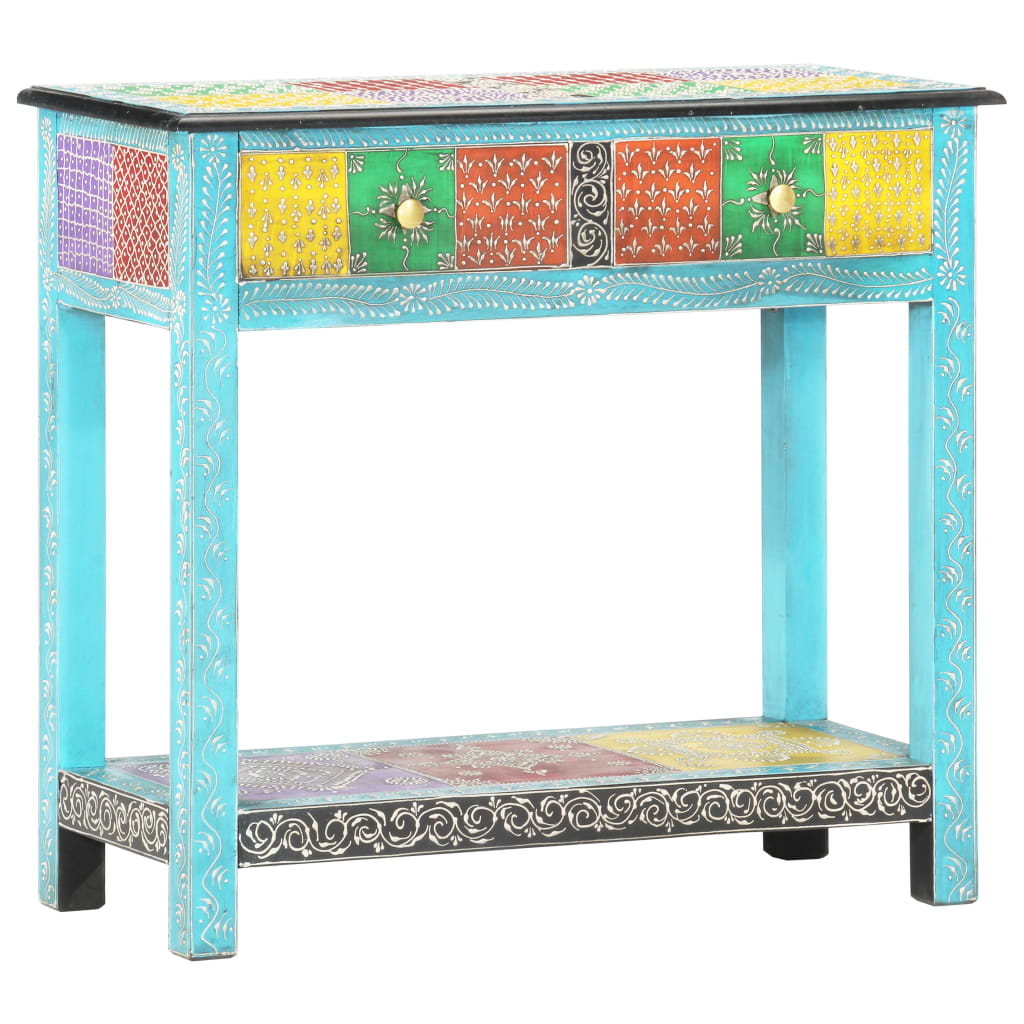Masă Consolă Pictată Manual, 80 X 35 X 75 Cm, Lemn Masiv Mango