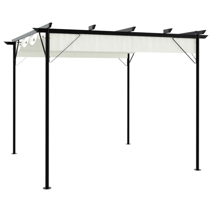 Pergolă Cu Acoperiș Retractabil, Alb , 3 X 3 M, Oțel