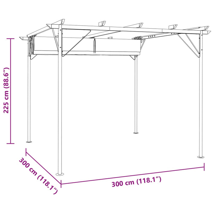 Pergolă Cu Acoperiș Retractabil, Alb , 3 X 3 M, Oțel