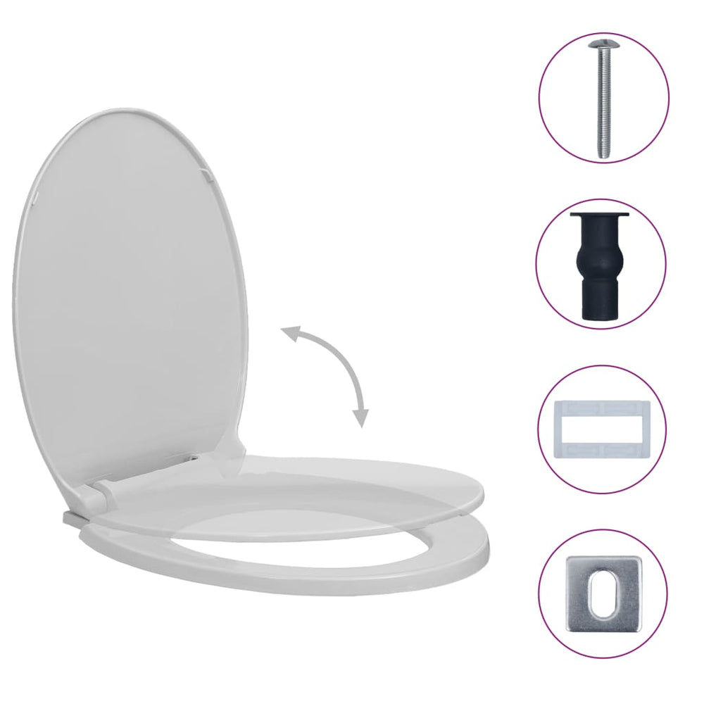 Vixl Capac Wc Cu Închidere Silențioasă, Eliberare Rapidă, Gri, Oval