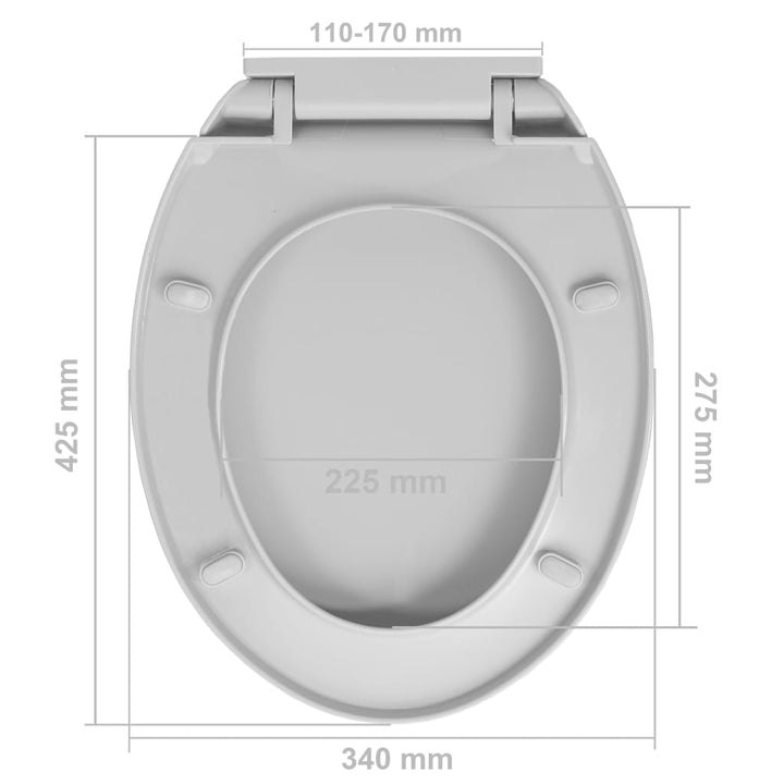 Vixl Capac Wc Cu Închidere Silențioasă, Eliberare Rapidă, Gri, Oval