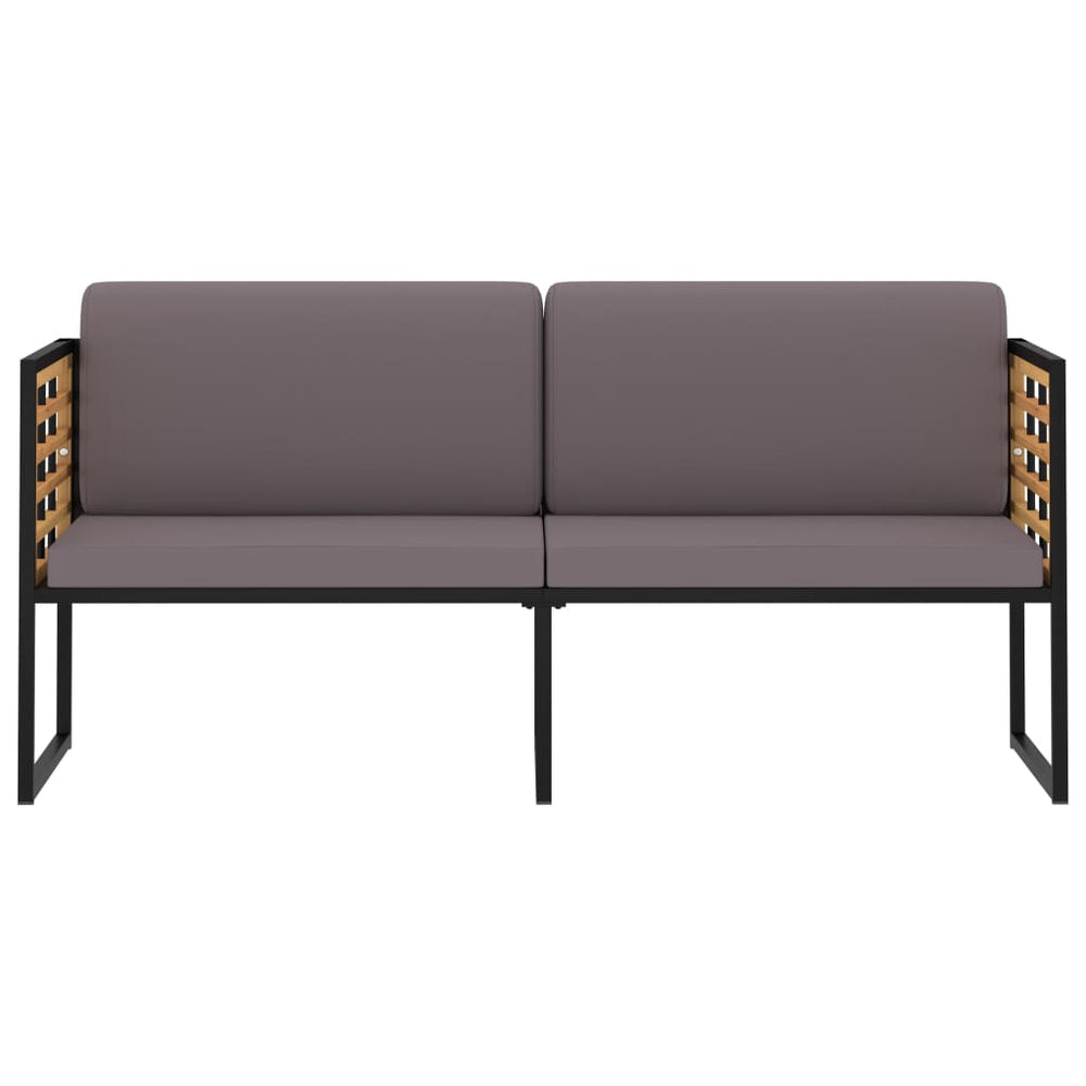 Bancă De Grădină Cu Perne, Gri Închis, 136Cm, Lemn Masiv Acacia