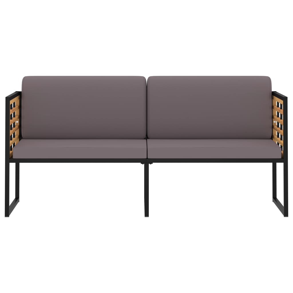 Bancă De Grădină Cu Perne, Gri Închis, 136Cm, Lemn Masiv Acacia