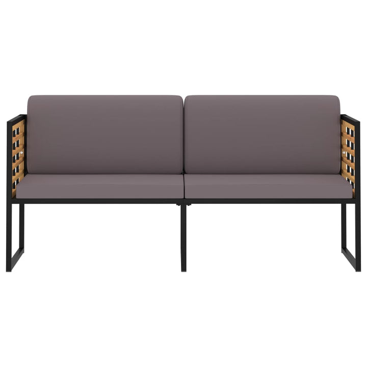 Bancă De Grădină Cu Perne, Gri Închis, 136Cm, Lemn Masiv Acacia
