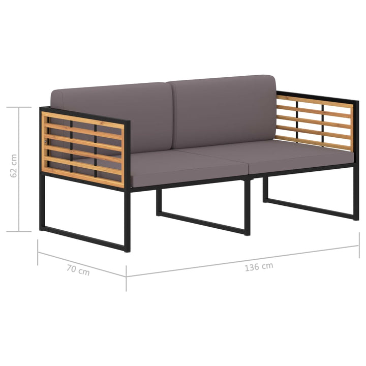 Bancă De Grădină Cu Perne, Gri Închis, 136Cm, Lemn Masiv Acacia