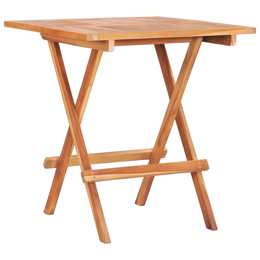 Set Mobilier De Bistro Pliabil, 3 Piese, Lemn Masiv De Tec