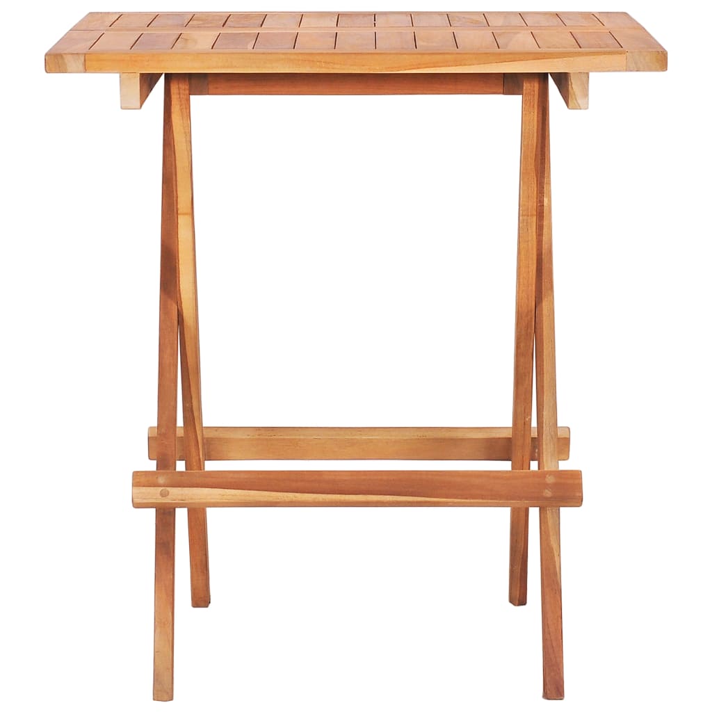 Set Mobilier De Bistro Pliabil, 3 Piese, Lemn Masiv De Tec