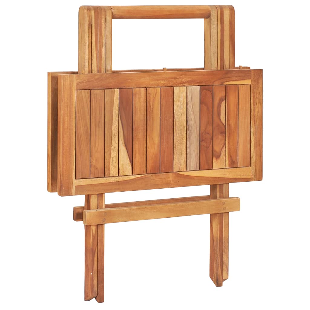 Set Mobilier De Bistro Pliabil, 3 Piese, Lemn Masiv De Tec