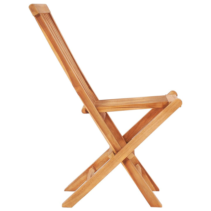 Set Mobilier De Bistro Pliabil, 3 Piese, Lemn Masiv De Tec