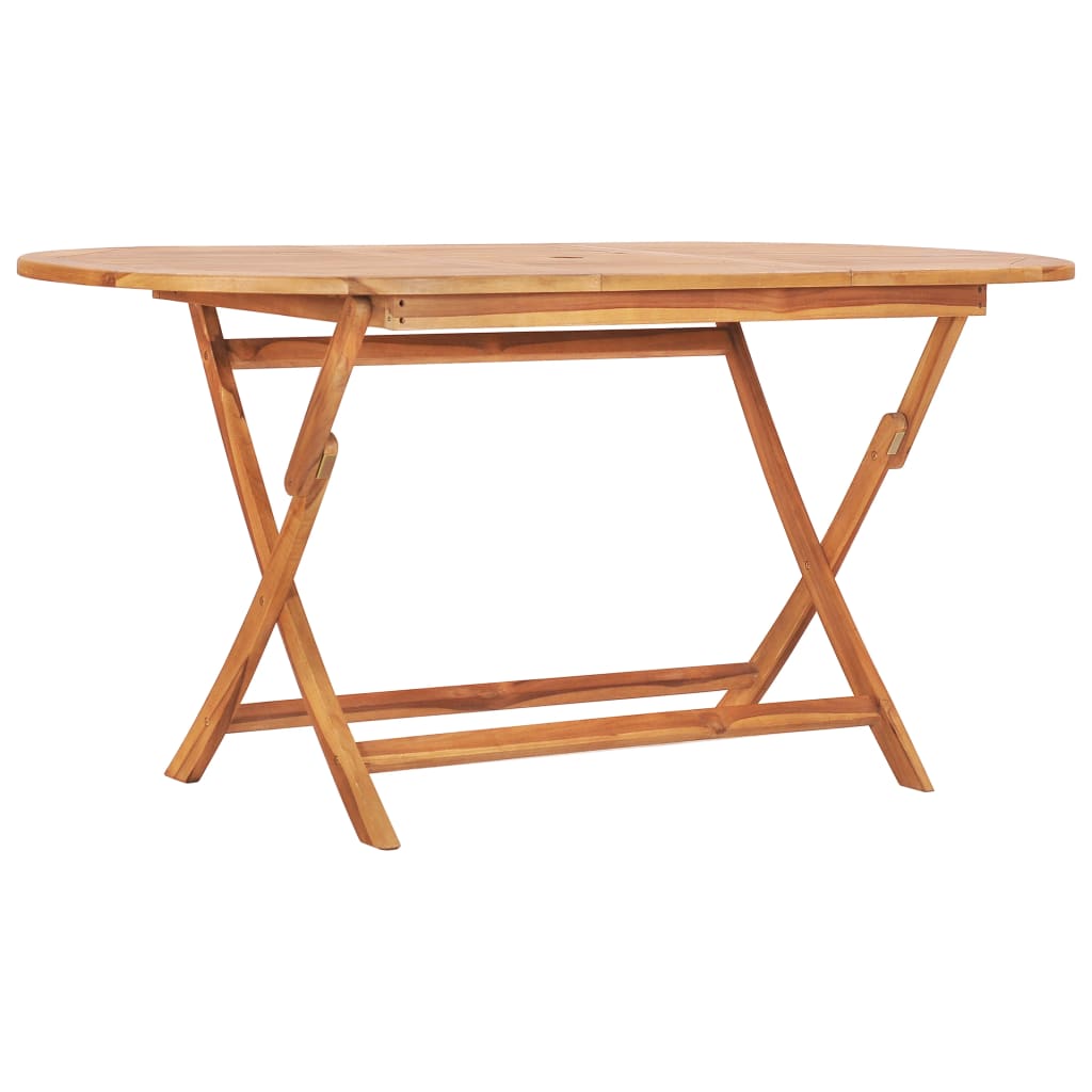 Set Mobilier De Exterior Pliabil, 7 Piese, Lemn Masiv De Tec