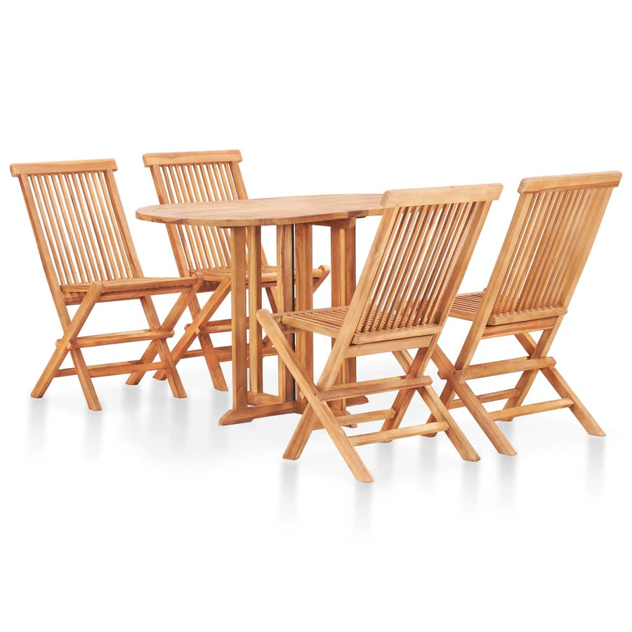 Set Mobilier De Exterior Pliabil, 5 Piese, Lemn Masiv De Tec