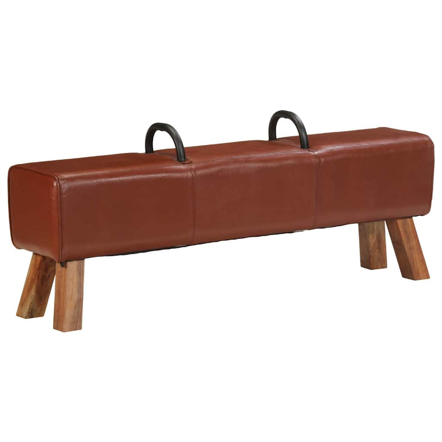 Bancă Turnbock Vintage Cu Mânere, Piele Naturală De Capră