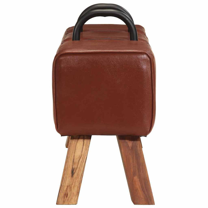 Bancă Turnbock Vintage Cu Mânere, Piele Naturală De Capră