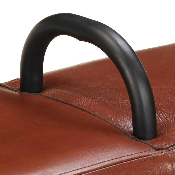 Bancă Turnbock Vintage Cu Mânere, Piele Naturală De Capră