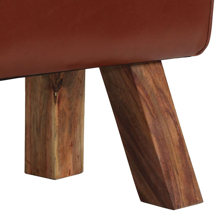 Bancă Turnbock Vintage Cu Mânere, Piele Naturală De Capră