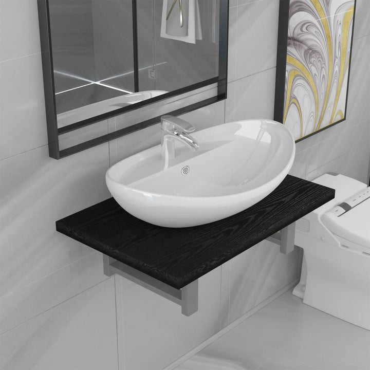 Set Mobilier De Baie Din Două Piese, Stejar, Ceramică