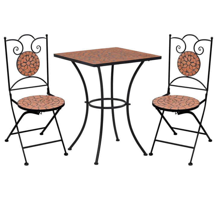 Set Mobilier Bistro, 3 Piese, Cărămiziu, Plăci Ceramice