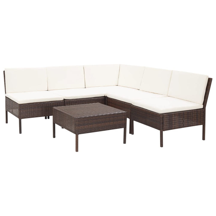 Set Mobilier De Grădină Cu Perne, 6 Piese, , Poliratan
