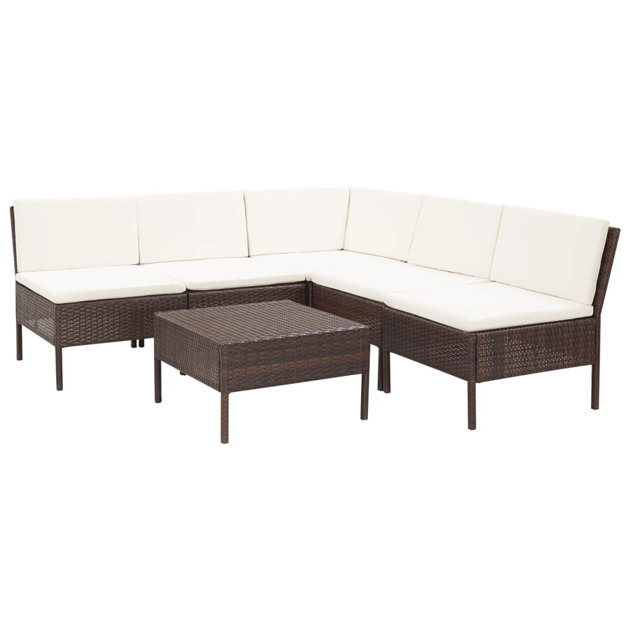 Set Mobilier De Grădină Cu Perne, 6 Piese, , Poliratan
