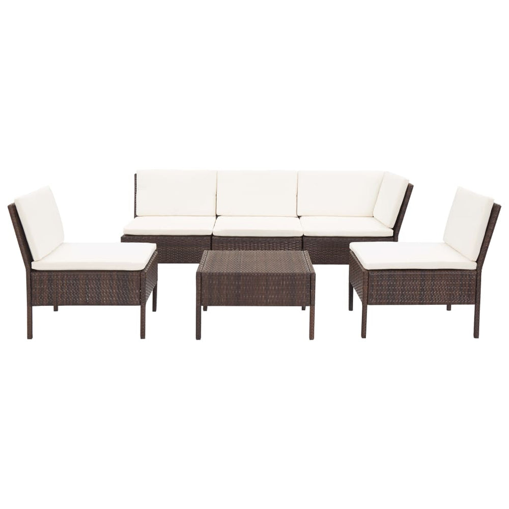 Set Mobilier De Grădină Cu Perne, 6 Piese, , Poliratan