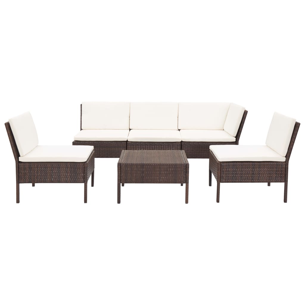 Set Mobilier De Grădină Cu Perne, 6 Piese, , Poliratan